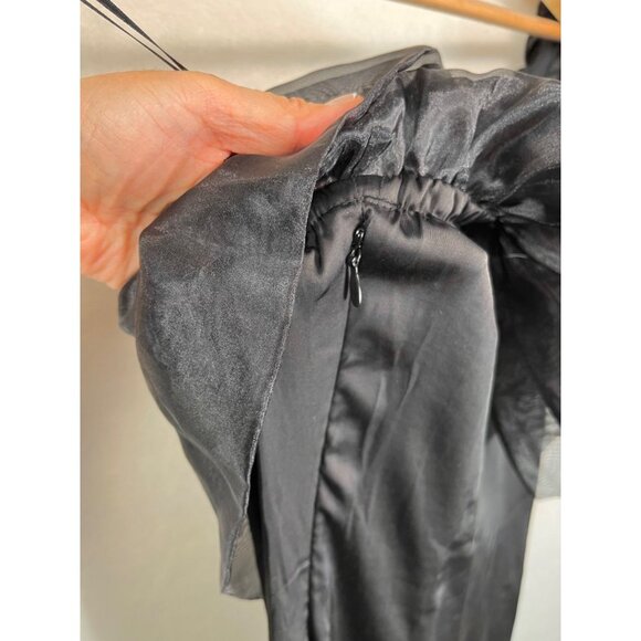 ZARA ORGANZA SATIN EFFECT DRESS One Shoulder black sz S - Picture 11 of 13